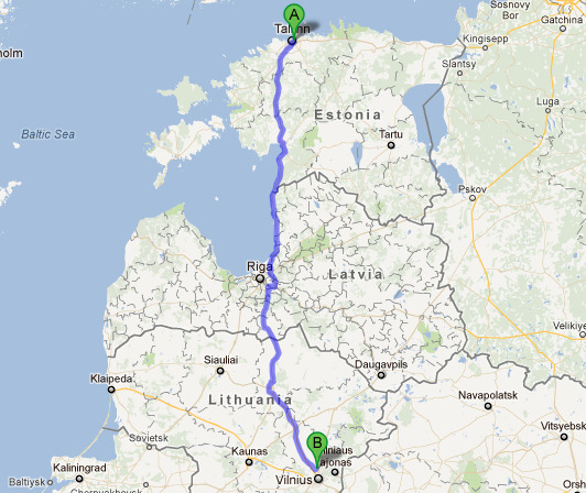a road trip from Tallinn to Vilnius