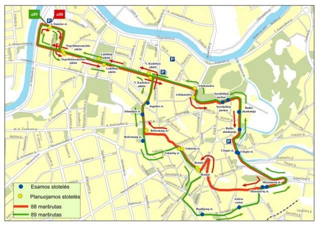 Sighstseein tour map of Vilnius