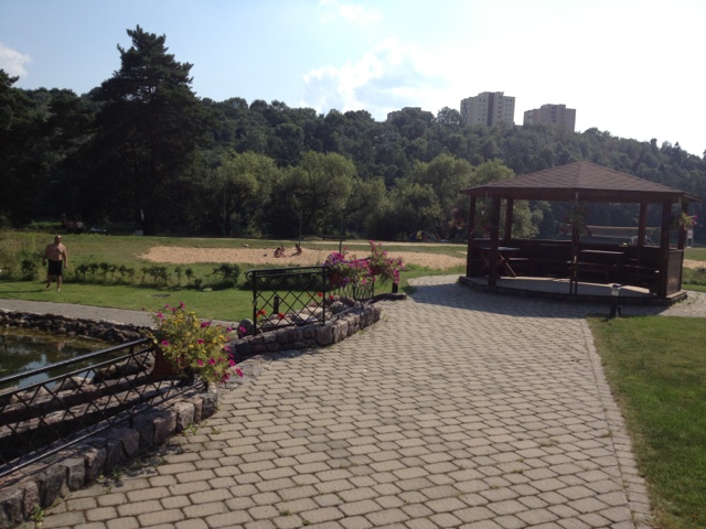 Summer terraces in Verkiai park, Vilnius city, Lithuania